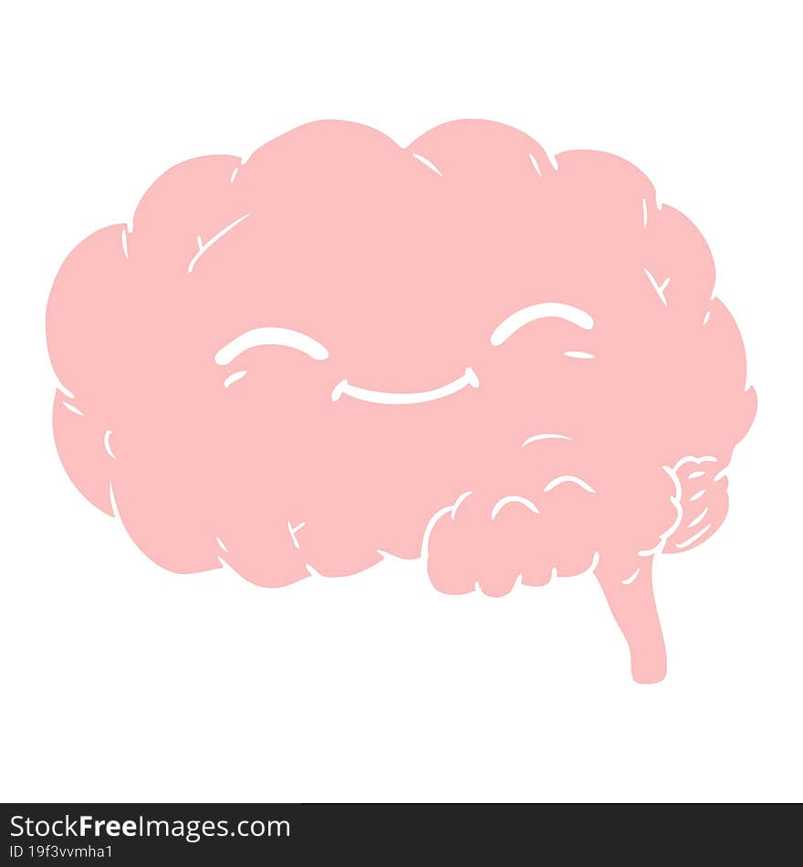 flat color style cartoon brain