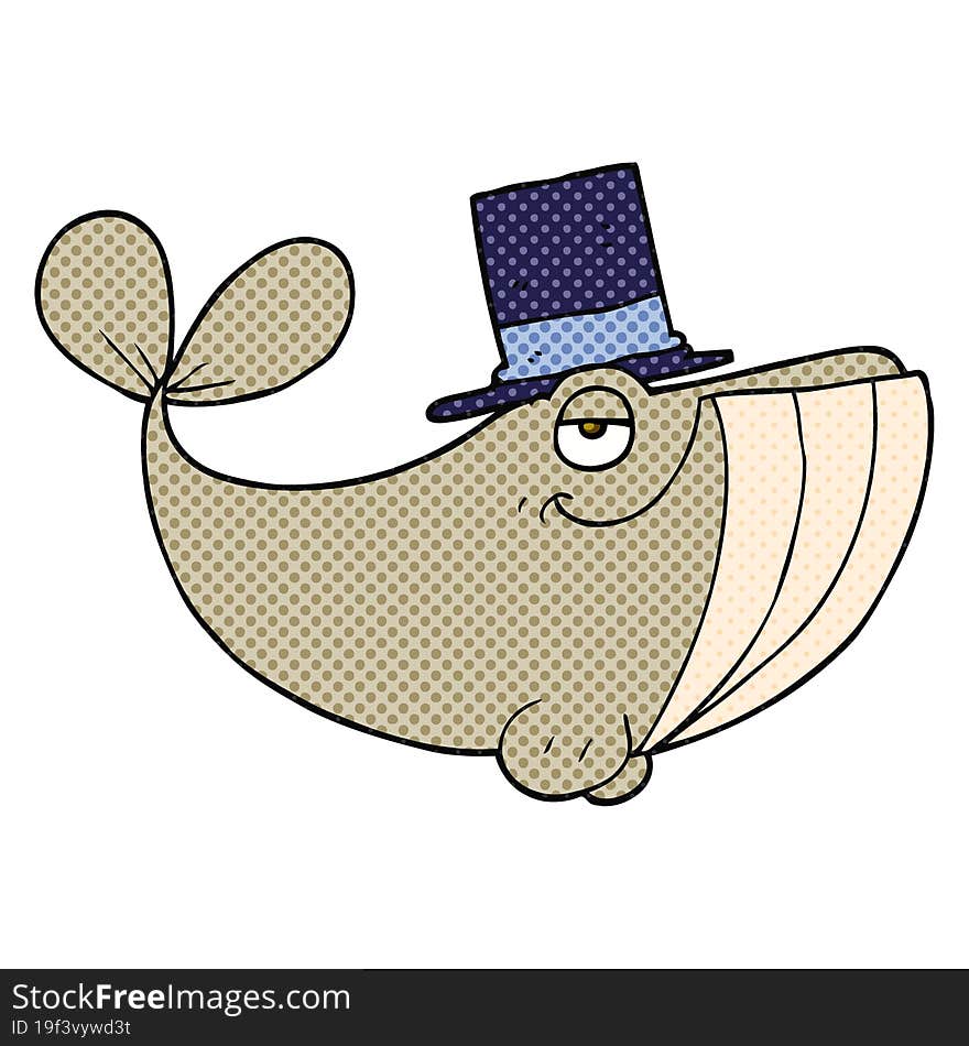 cartoon whale wearing top hat