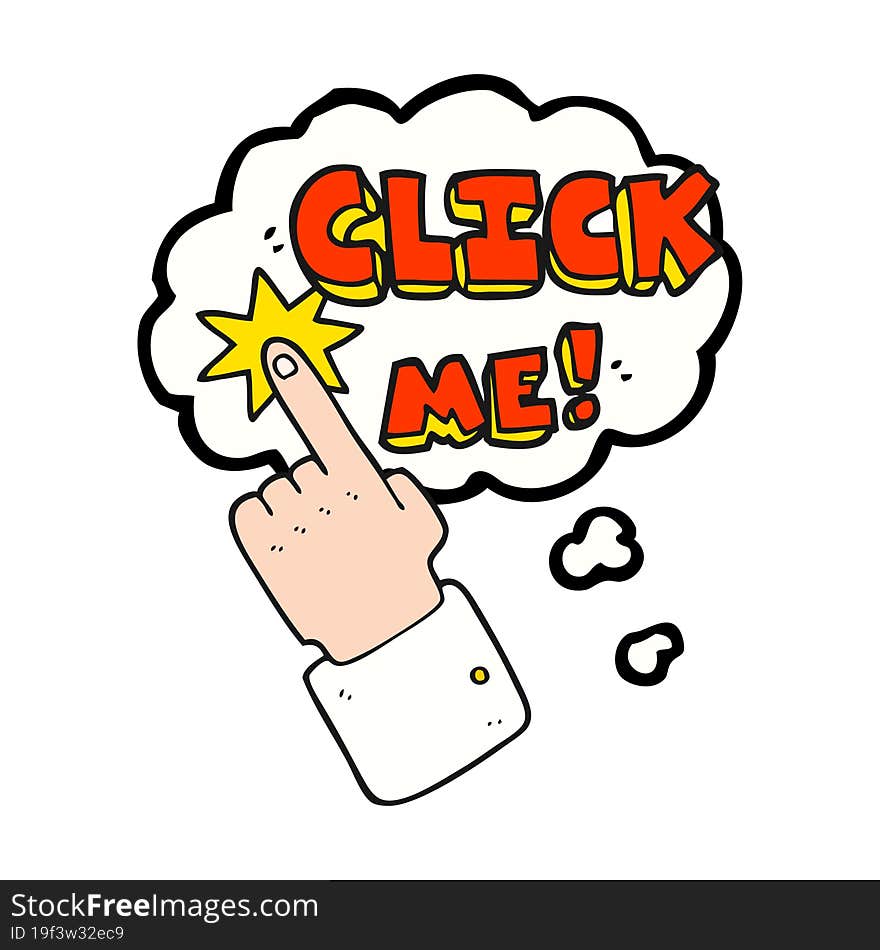 click me thought bubble cartoon sign