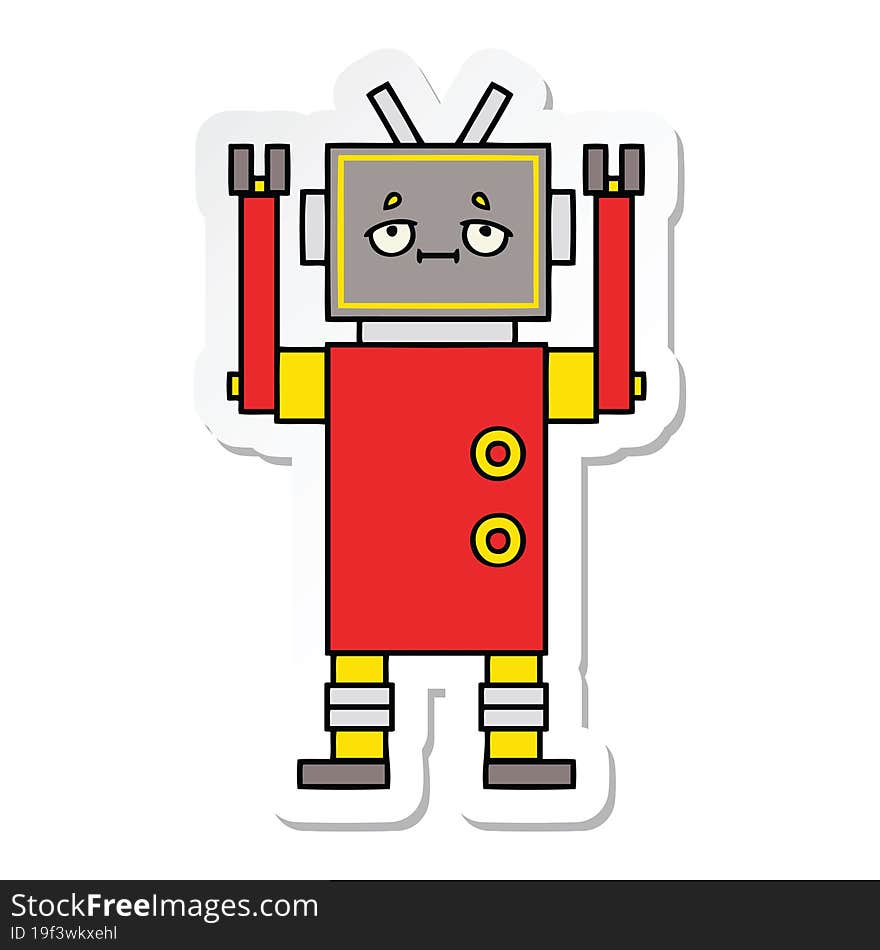 Sticker Of A Cute Cartoon Robot