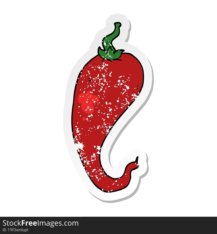 distressed sticker of a cartoon chili pepper