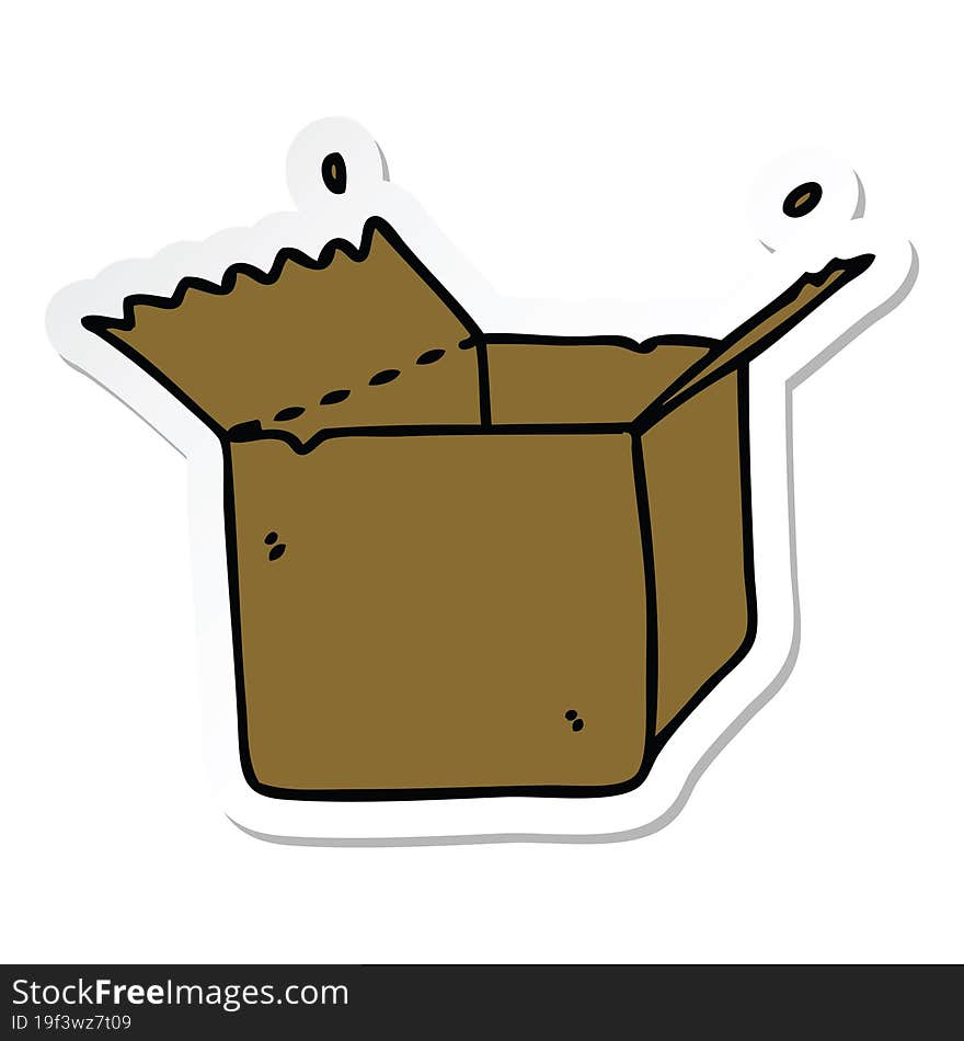 Sticker Of A Quirky Hand Drawn Cartoon Open Box