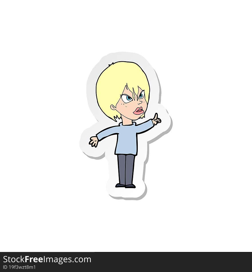 Sticker Of A Cartoon Woman Arguing