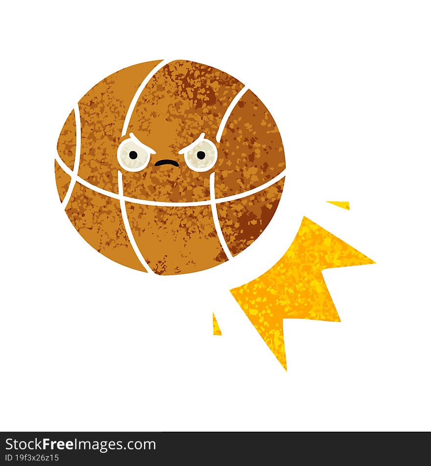 retro illustration style cartoon of a basketball