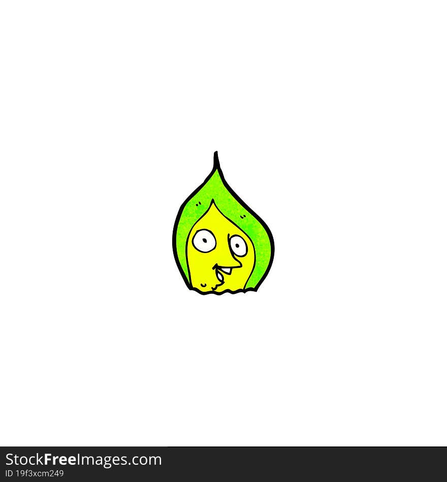 cartoon green fire spirit