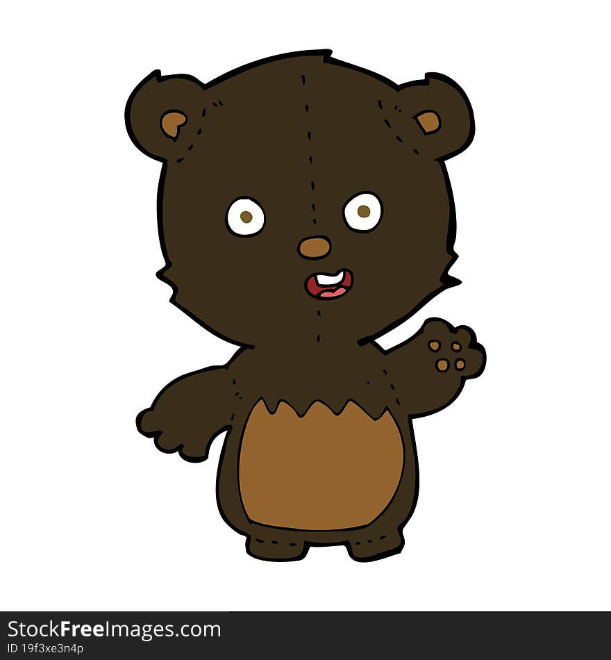 cartoon waving black bear cub