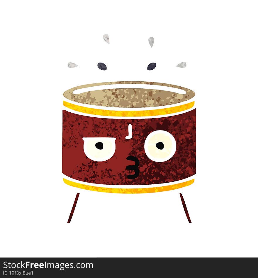 retro illustration style cartoon drum