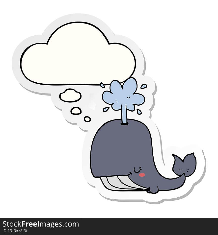 Cartoon Whale And Thought Bubble As A Printed Sticker