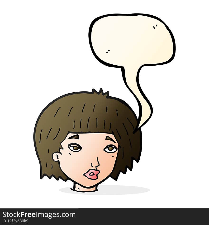 cartoon bored looking woman with speech bubble