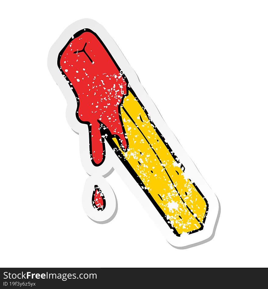 distressed sticker of a cartoon dipped fry