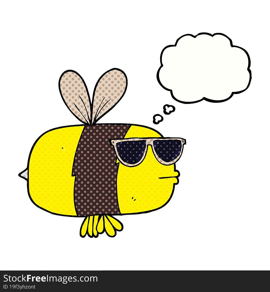 thought bubble cartoon bee wearing sunglasses