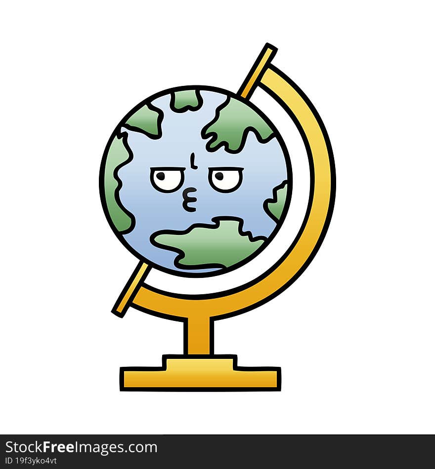 Gradient Shaded Cartoon Globe Of The World