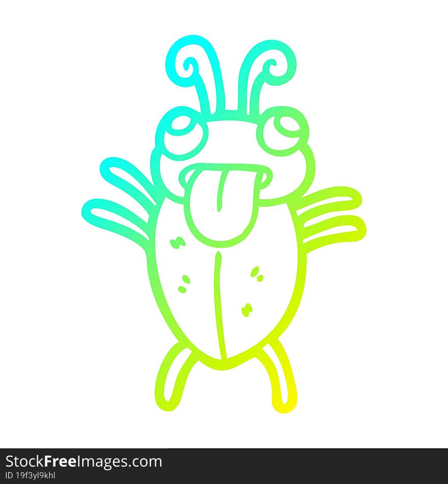 Cold Gradient Line Drawing Funny Cartoon Bug