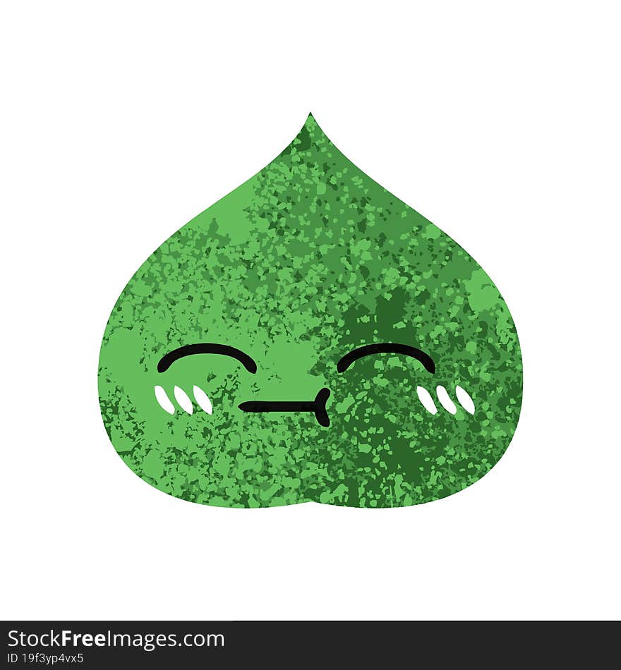 retro illustration style cartoon of a expressional leaf