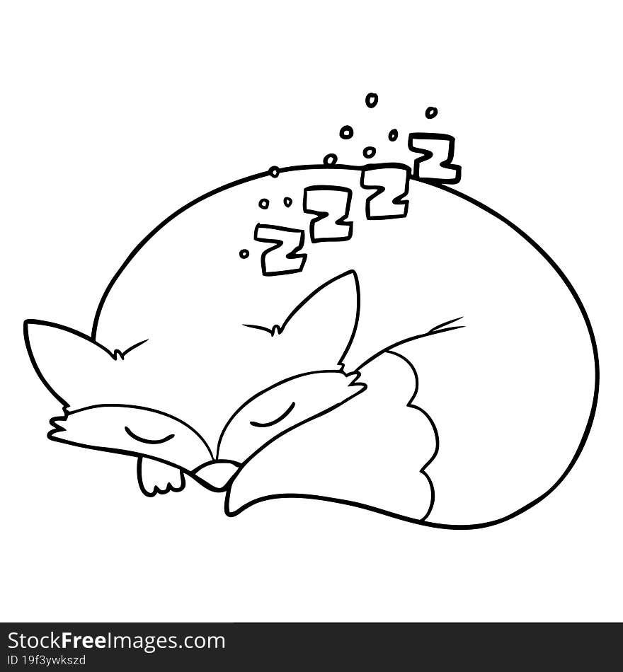 cartoon sleeping fox. cartoon sleeping fox