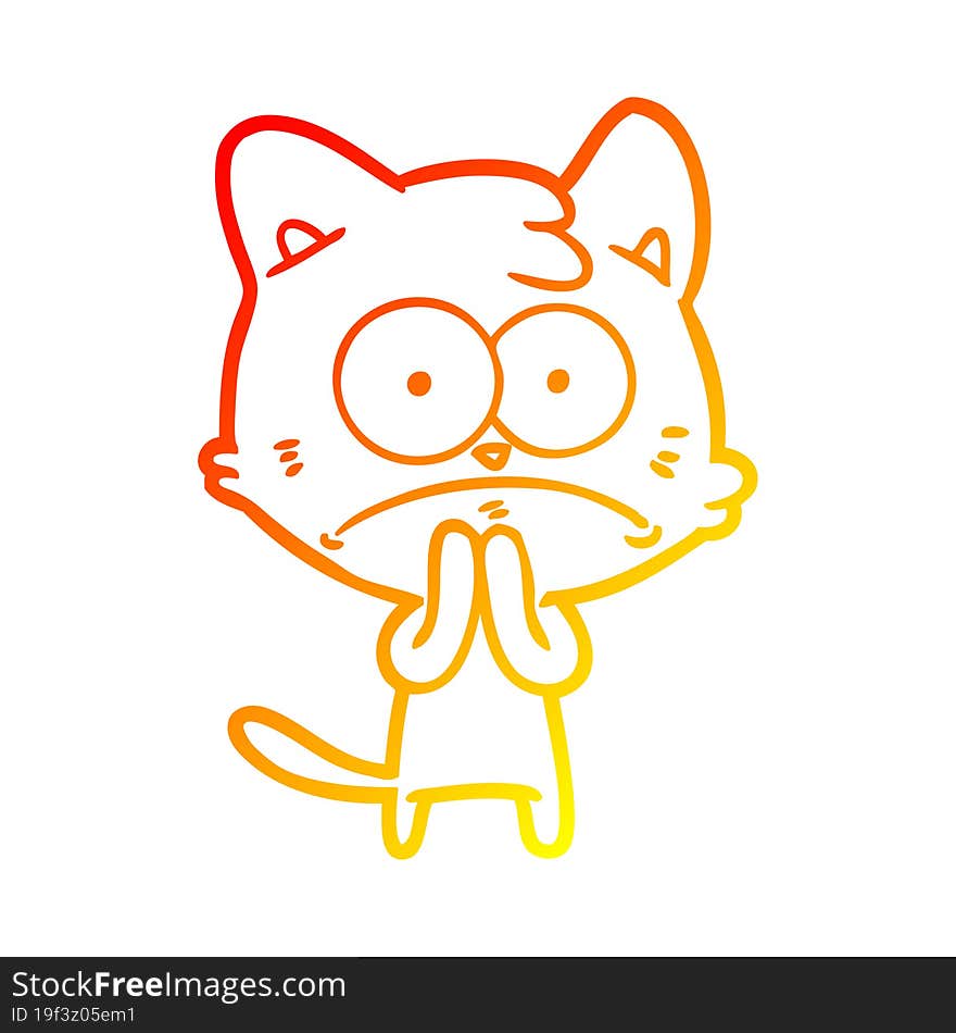 warm gradient line drawing cartoon nervous cat