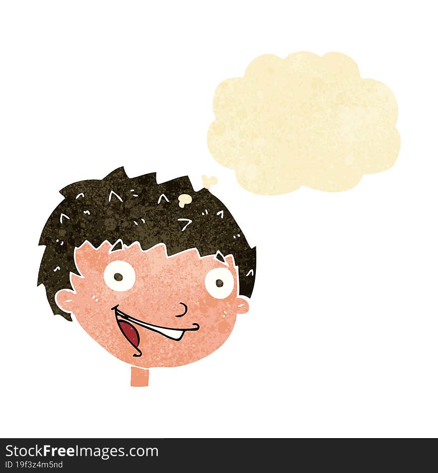 Cartoon Laughing Boy With Thought Bubble