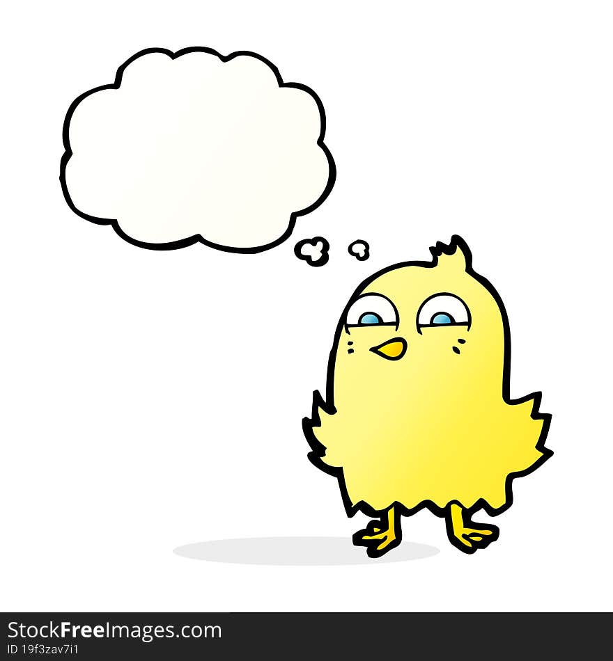 funny cartoon bird with thought bubble