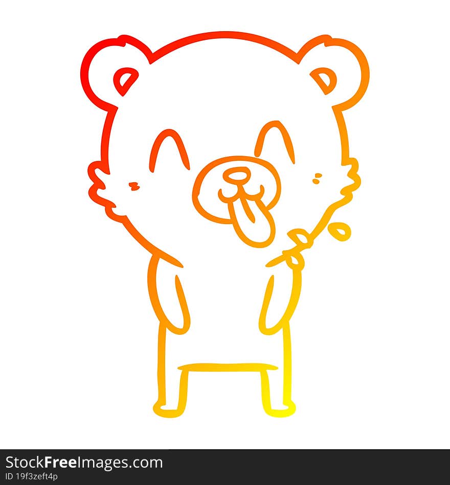 warm gradient line drawing rude cartoon bear