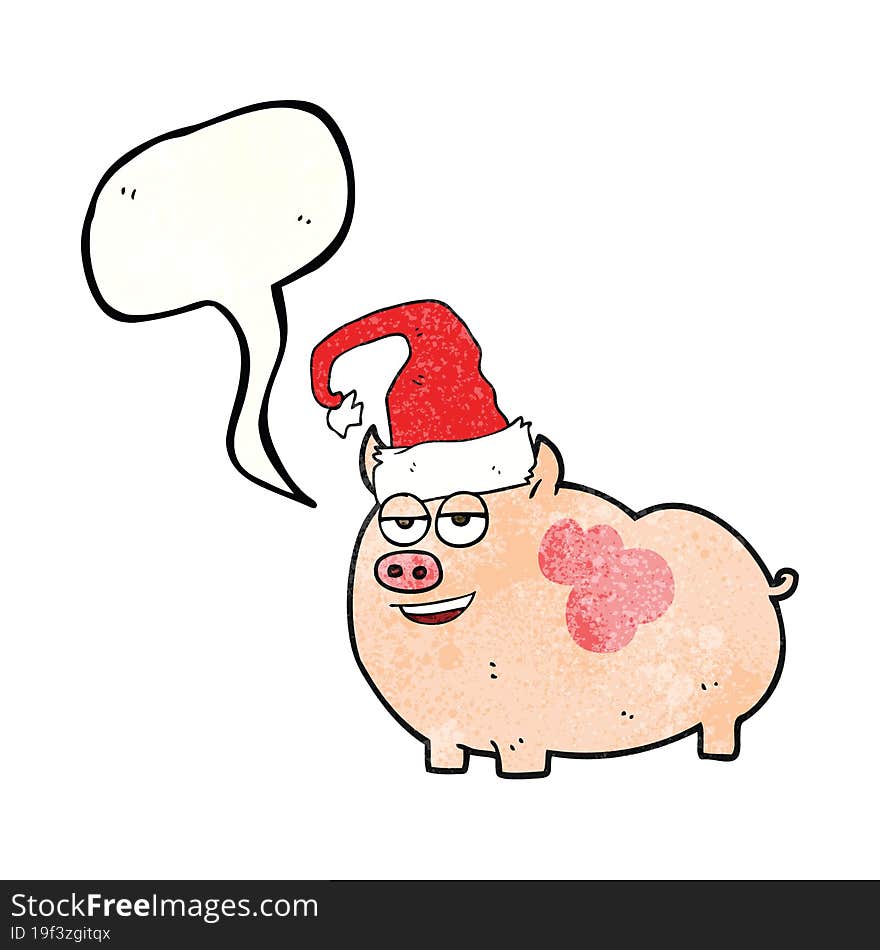 Speech Bubble Textured Cartoon Christmas Pig