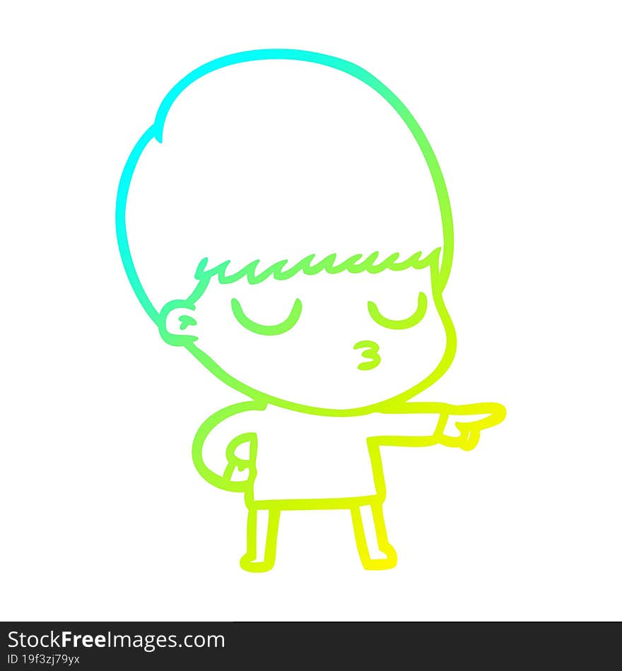 cold gradient line drawing cartoon calm boy