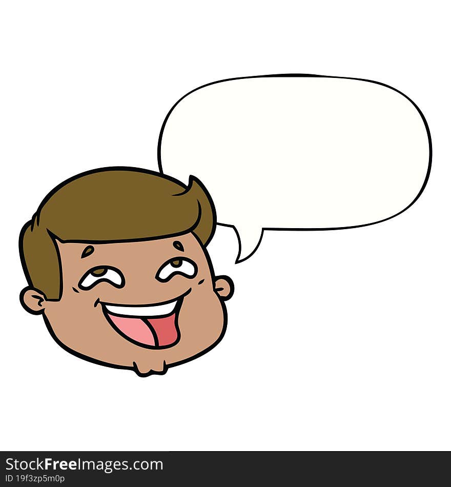 Happy Cartoon Male Face And Speech Bubble