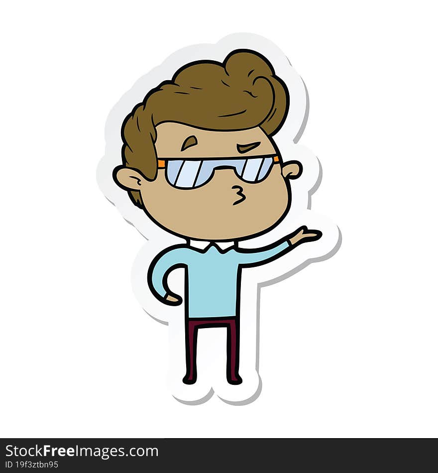 sticker of a cartoon cool guy