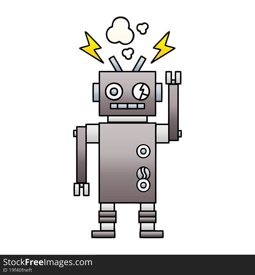 gradient shaded cartoon malfunctioning robot