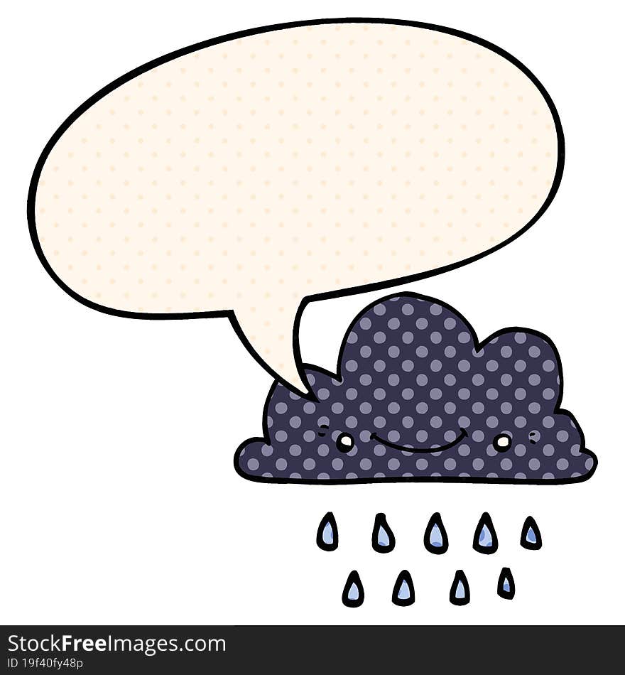 cartoon storm cloud and speech bubble in comic book style