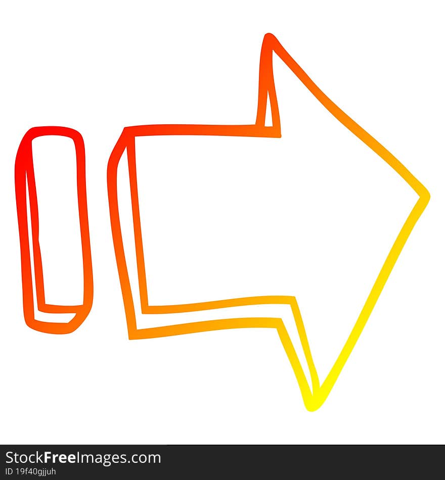 Warm Gradient Line Drawing Cartoon Pointing Arrow