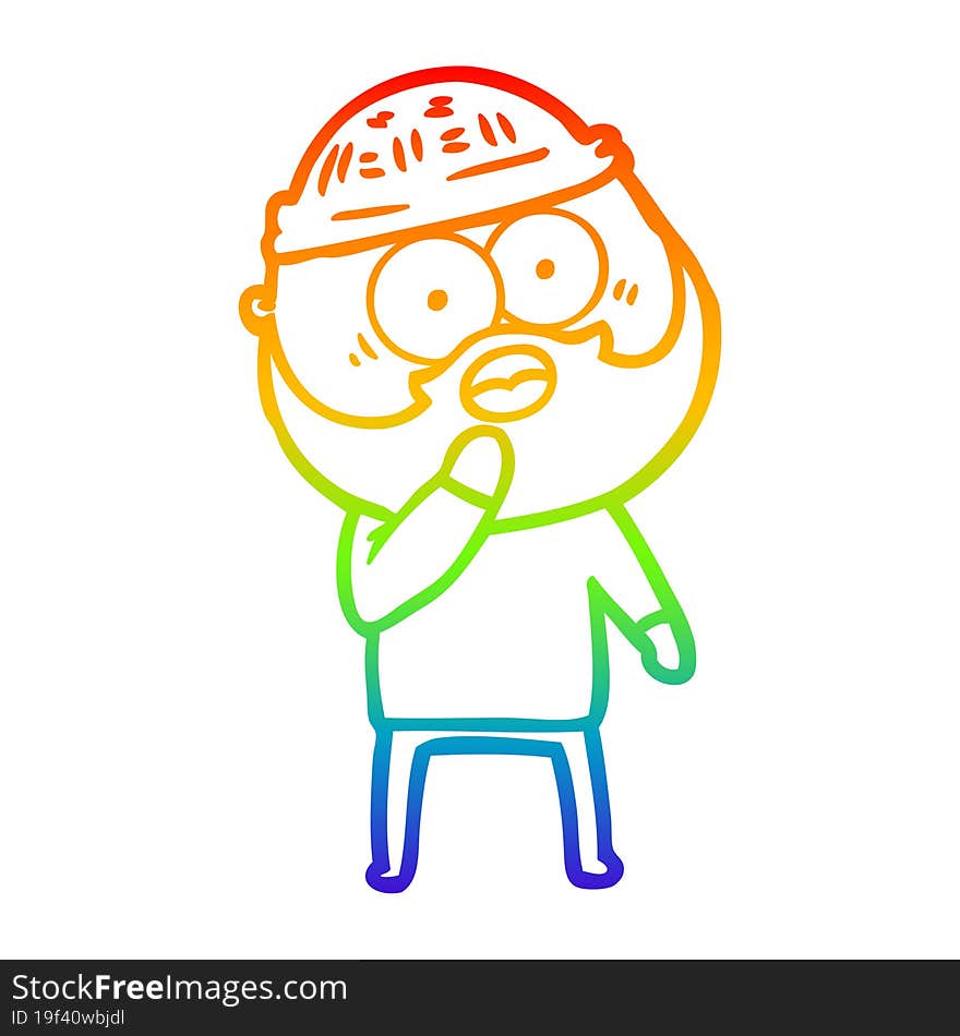 rainbow gradient line drawing shocked bearded man