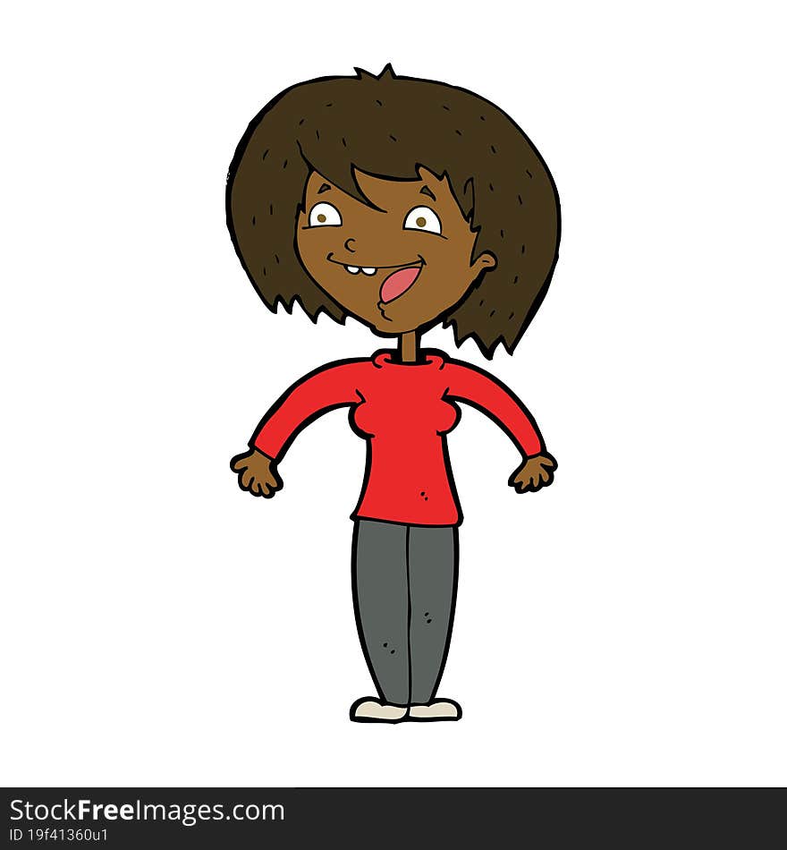 Cartoon Excited Woman