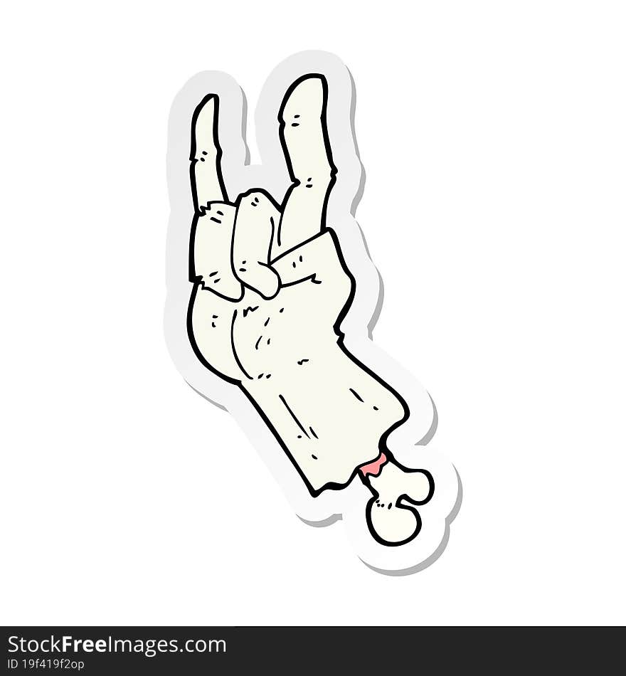 Sticker Of A Cartoon Zombie Hand Making Rock Symbol