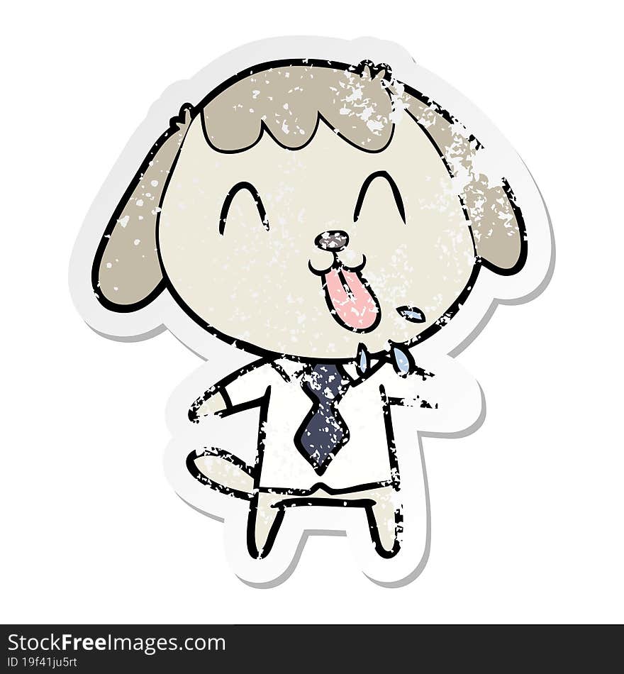 distressed sticker of a cute cartoon dog