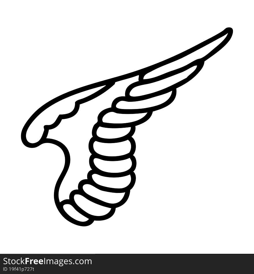 Black Line Tattoo Of A Wing