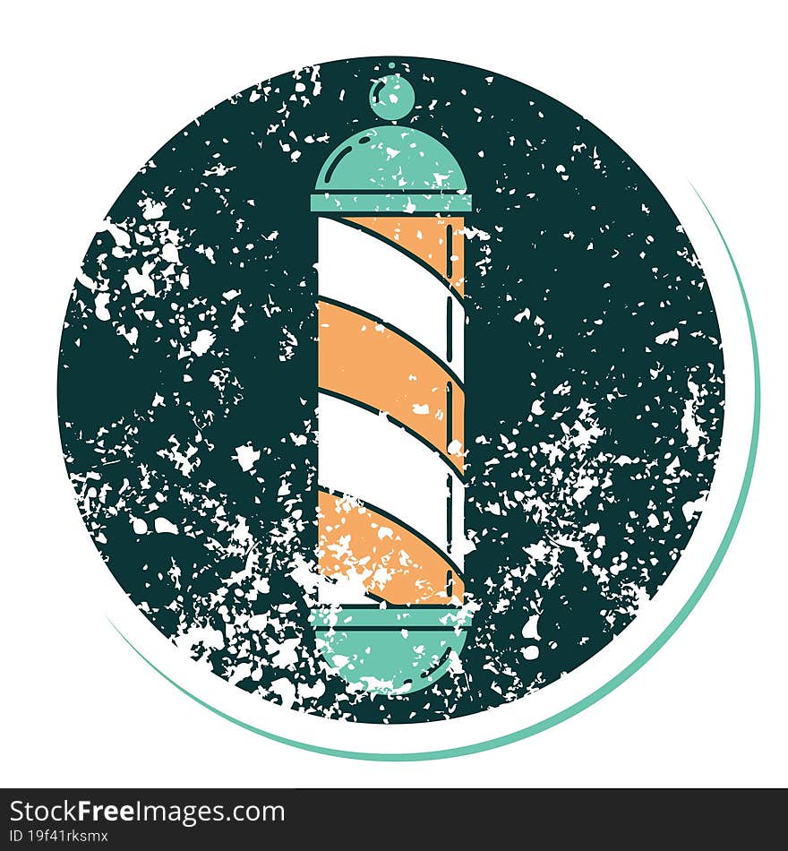 iconic distressed sticker tattoo style image of a barbers pole. iconic distressed sticker tattoo style image of a barbers pole