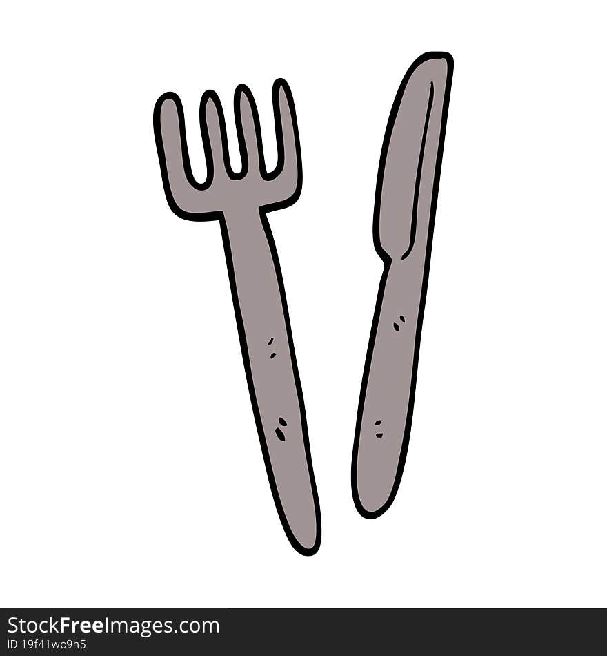 cartoon doodle knife and fork