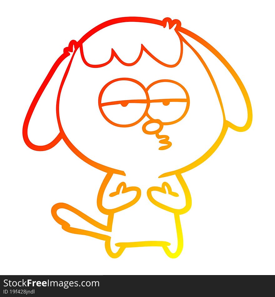 warm gradient line drawing cartoon bored dog