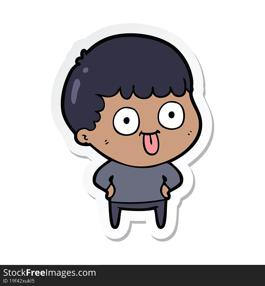 Sticker Of A Cartoon Dumb Kid