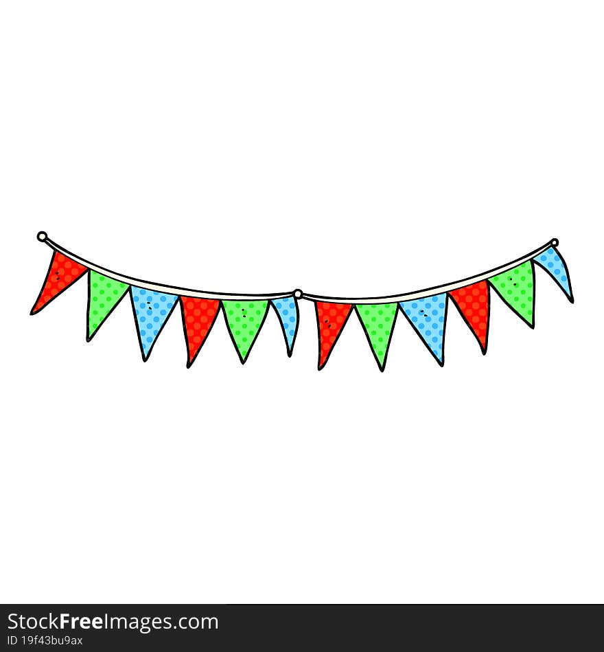 freehand drawn cartoon bunting flags