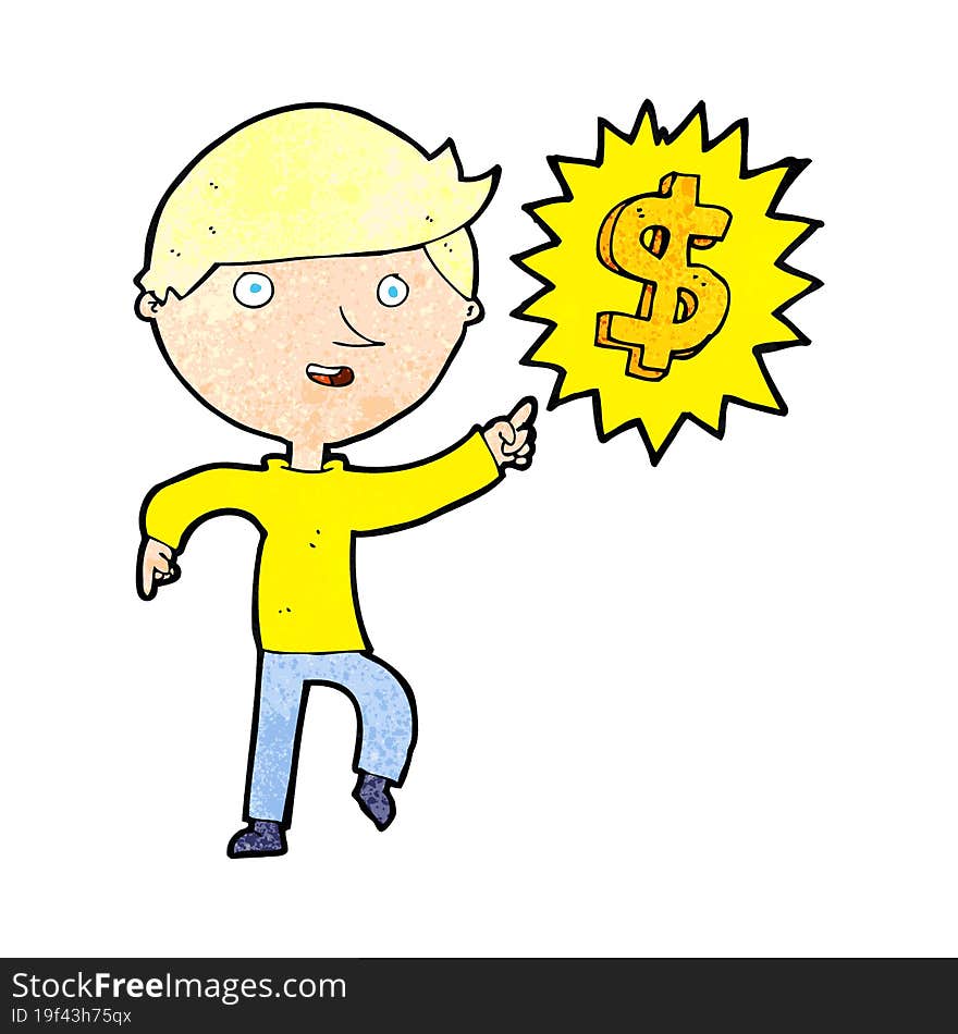 cartoon man with money idea