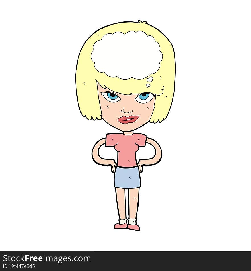 cartoon woman thinking