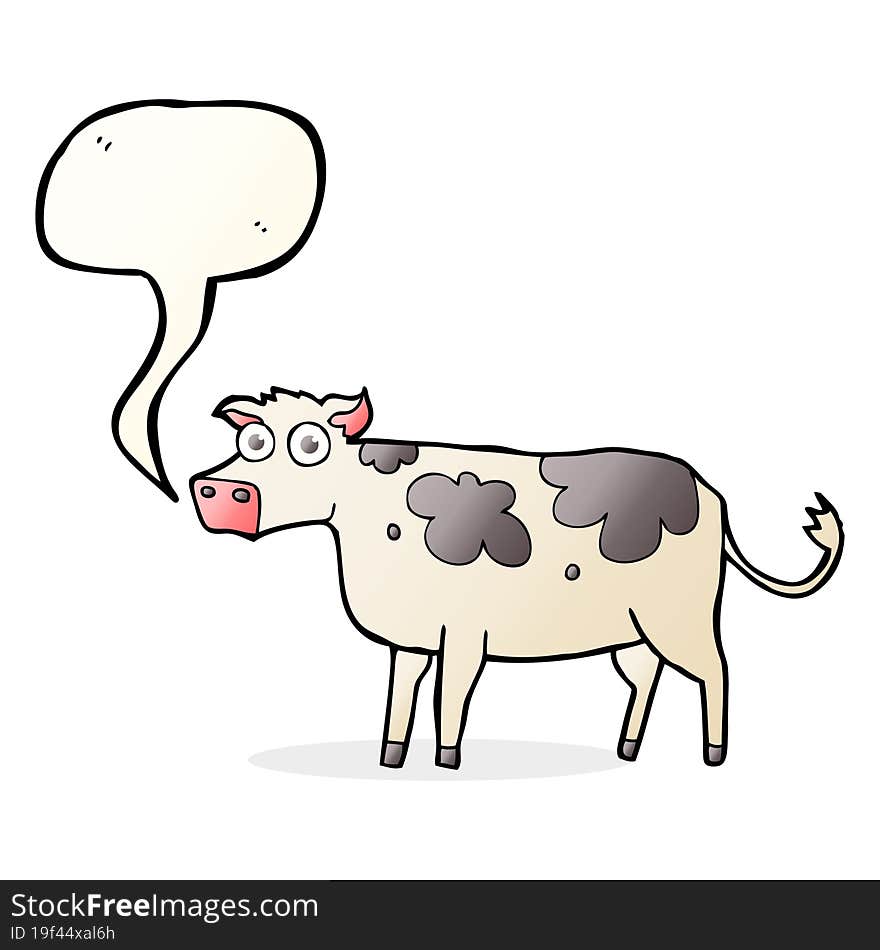 freehand drawn speech bubble cartoon cow