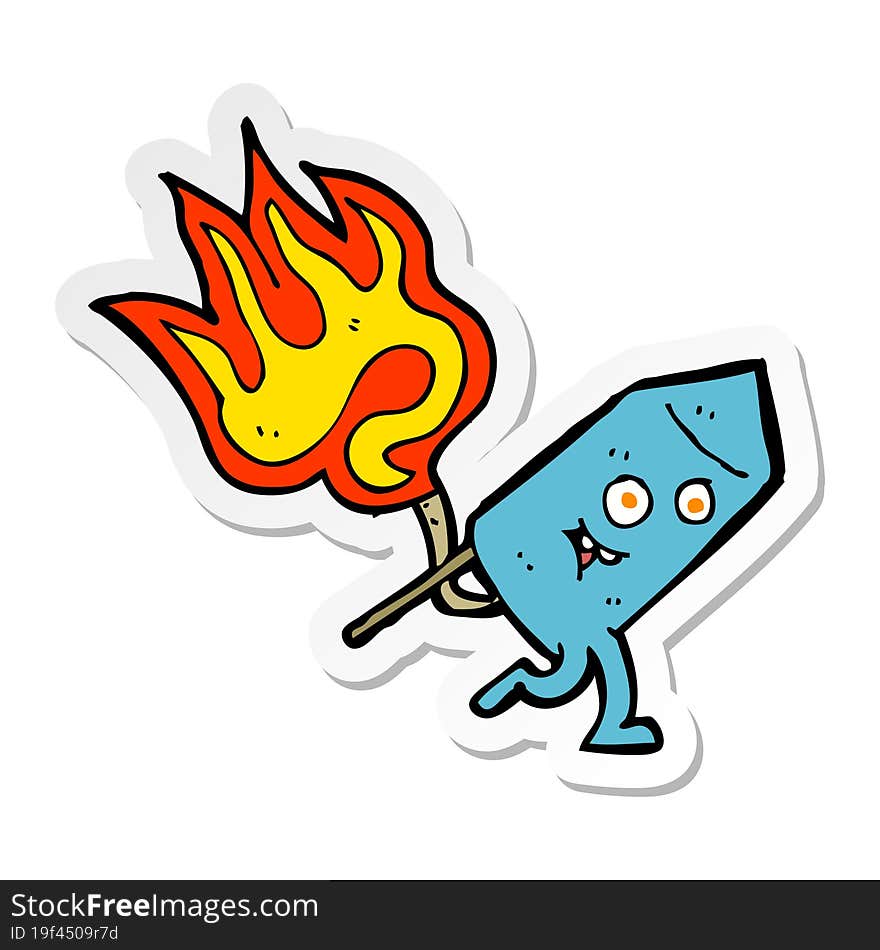 Sticker Of A Cartoon Funny Firework Character