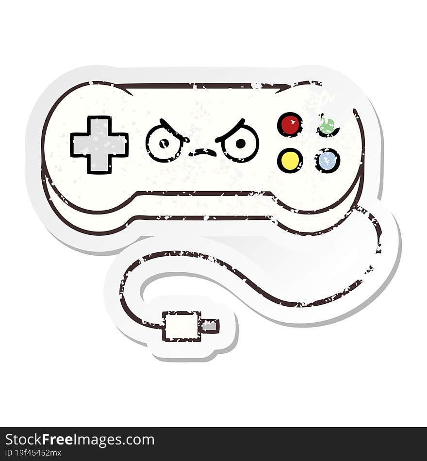 Distressed Sticker Of A Cute Cartoon Game Controller