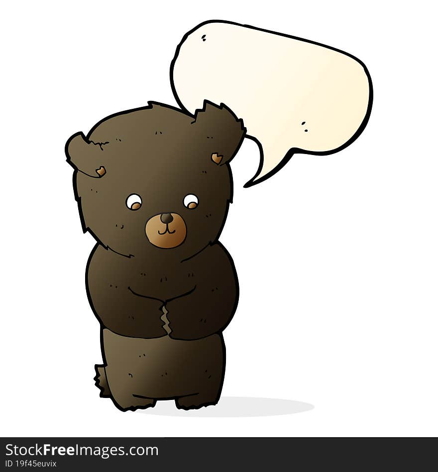 cute cartoon black bear with speech bubble