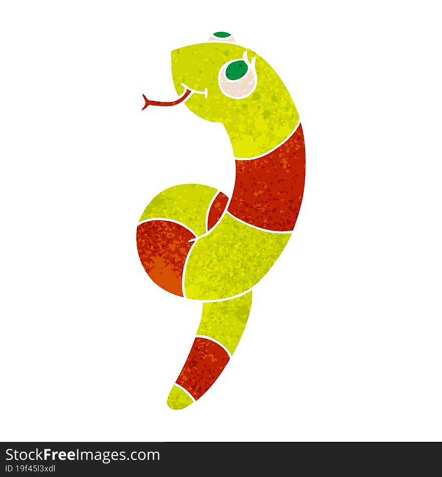 retro cartoon illustration kawaii of a cute snake. retro cartoon illustration kawaii of a cute snake