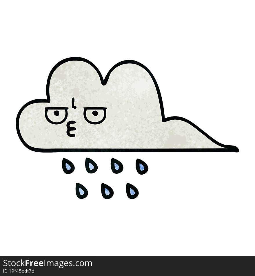 retro grunge texture cartoon rain cloud