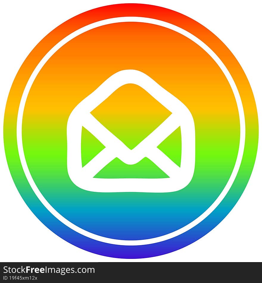 envelope letter circular icon with rainbow gradient finish. envelope letter circular icon with rainbow gradient finish