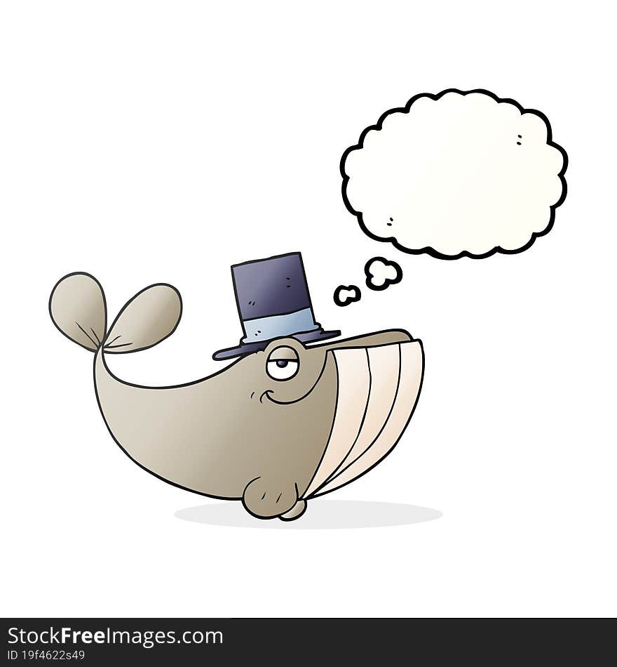 Thought Bubble Cartoon Whale Wearing Top Hat